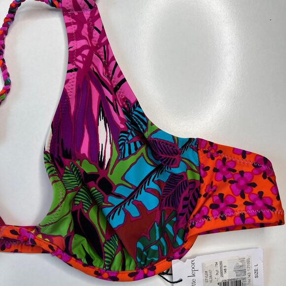 Nanette Lepore NWT Women's Bikini Wired Top Tassels Colorful Artsy Print Size L - Picture 8 of 11